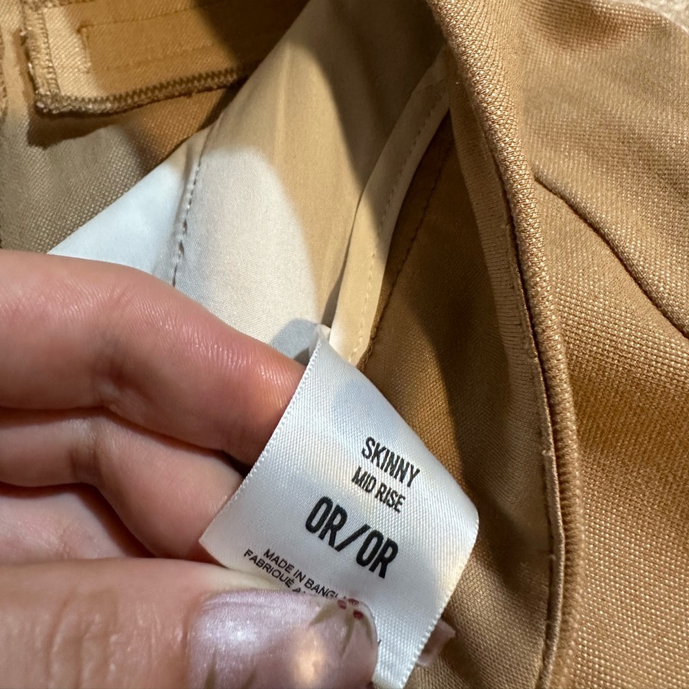 Women’s Express Skinny Mid Rise Stretch Dress Pants Slacks, Tan Khaki, size 0 - Picture 3 of 8
